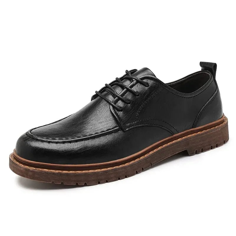 Autumn New Men Leather Casual Shoes Brogue Luxurious Handmade Genuine Leather Work Boots Business Casual Sneakers