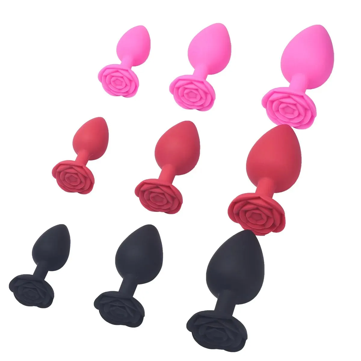 Rose Flower Silicone Anal Beads Butt Plug Set Small Medium Large Anal Plug Jewelry Anal Trainer Dildo Anus Sex Toy Men Women Gay — image 2
