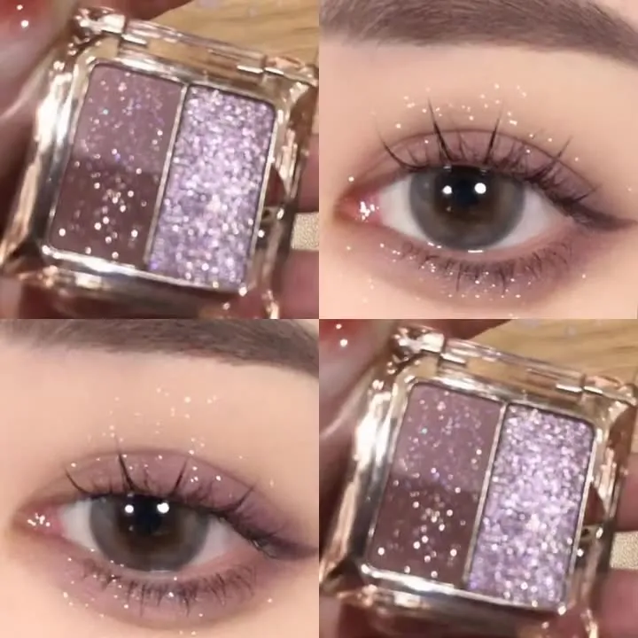 3 Colors Glitter Eyeshadow Palette Mini Shimmer Diamond Sparkle Eye Makeup Fine Sequins Long Lasting for Daily Dating Party