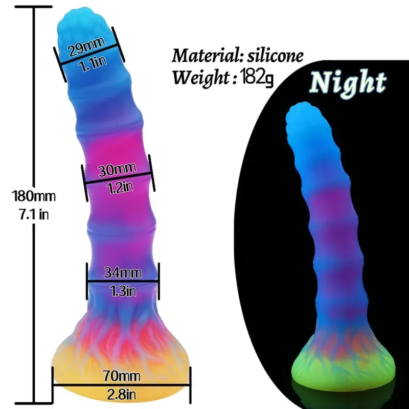 Plugue anal realista noturno brilhante, vibrador luminoso monstro dragão para mulheres e homens, plugue anal sexy em forma de cachorro, brinquedo sexual para casais — image 8