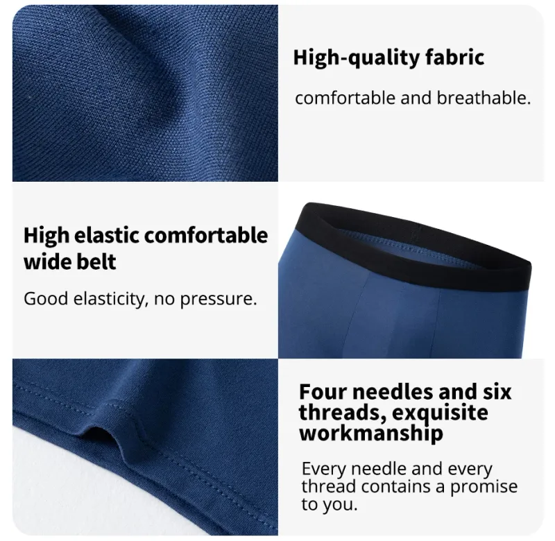 4 Pack Europe And America Size Men'S Solid Color Sexy Boxer Underwear Antibacterial Breathable Plus Size Men'S Shorts Underwear — image 4