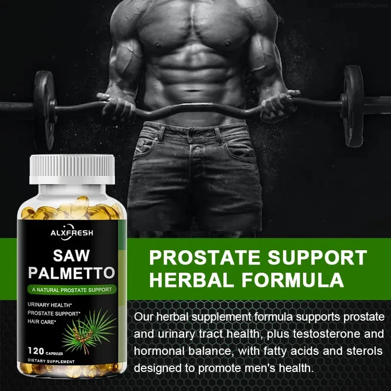 Alxfresh Prostate Health Supplement Natural Saw Palmetto Extract Stöder prostata- och hårväxtkapslar för män och kvinnor — image 5