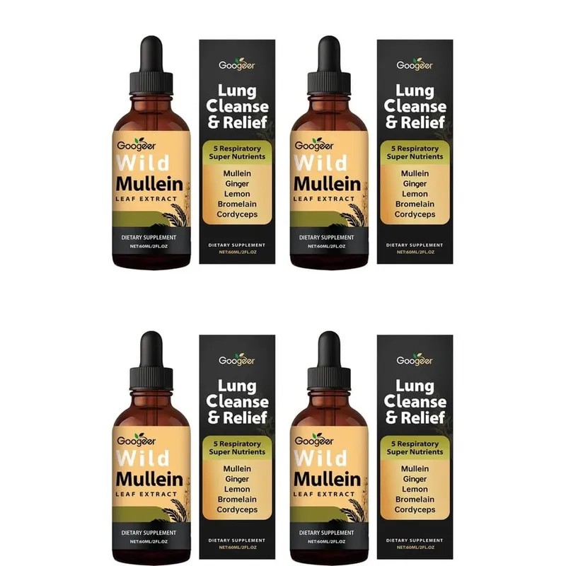 Googeer Wild Mullein Leaf Extract Liquid Respiratory Support Ginger Lemon Peel Extract Bromelain and Cordyceps Extract 60 ML — image 10