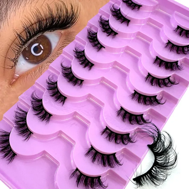 Half Lashes 10 Pairs Half Lashes Soft Natural Cat Eye Lashes Makeup Tool Fake Eyelashes Extension Fluffy Faux Cils — image 8