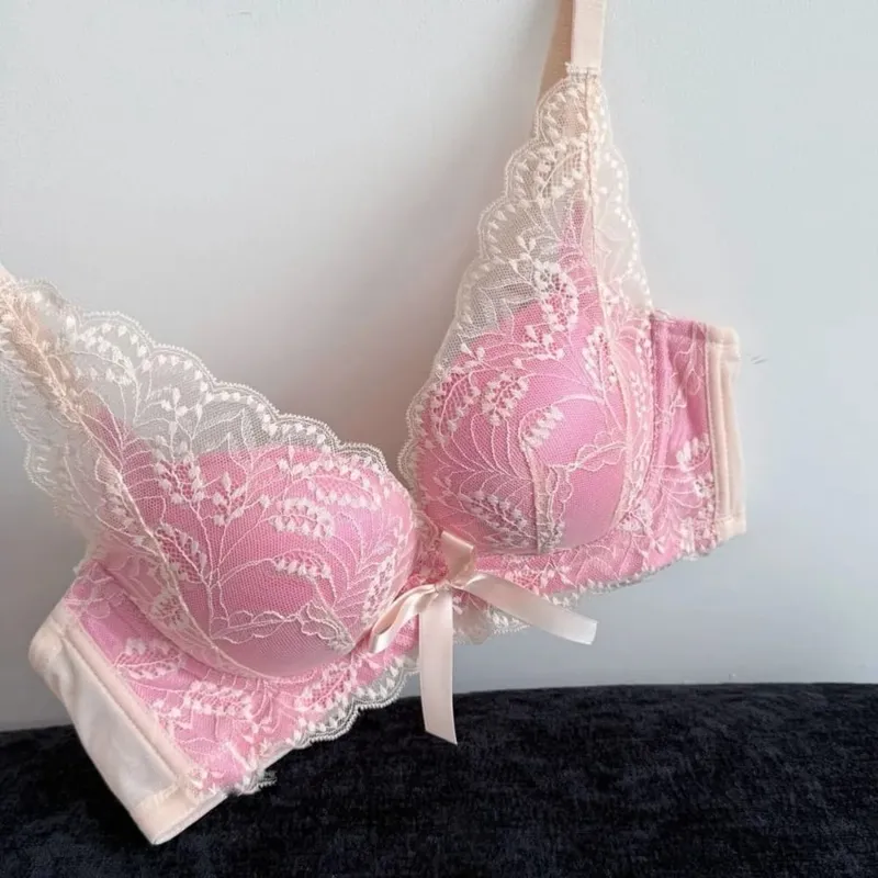 Hot New Wireless Push Up Bra Set Women Small Bust Gather Side Support Anti Sag Sexy Soft Daily Wear Lingerie 32‑38ABC