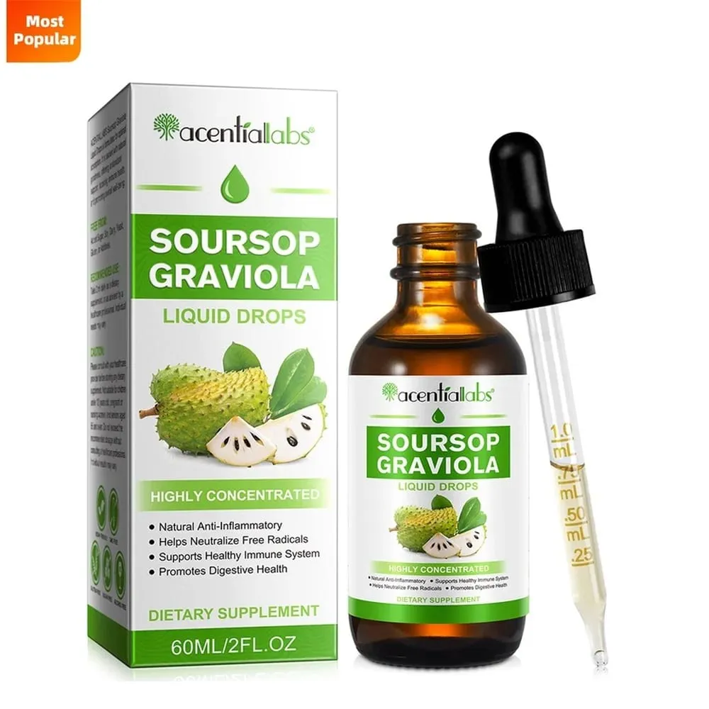 AcentiLabs Soursop Graviola Liquid Drops Vitamin C Supports Digestive Health Immune System Free Radical Defense 60ml for Adults — image 8
