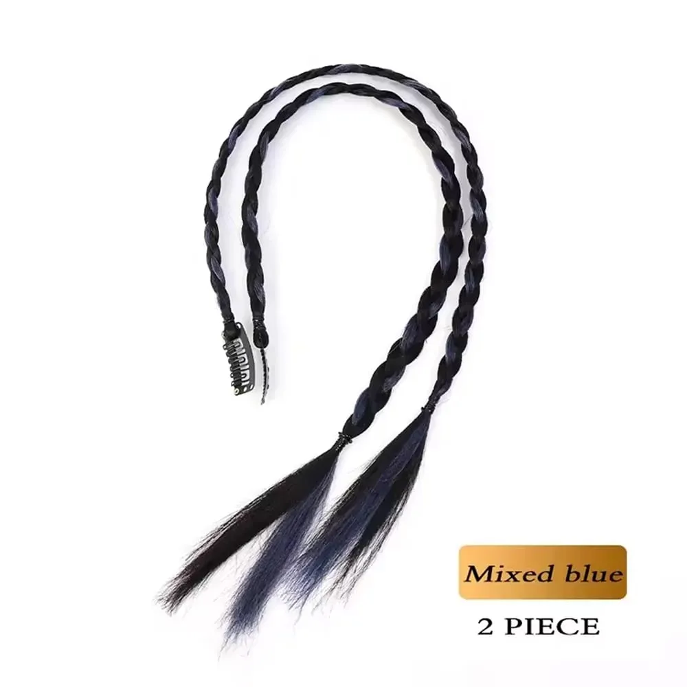 Synthetic 2pcs Braid Wig With Strong BB Clip Y2k Spice Girl Boxing Braid Ponytail Lightweight Box Braid Ponytail Piece for Women