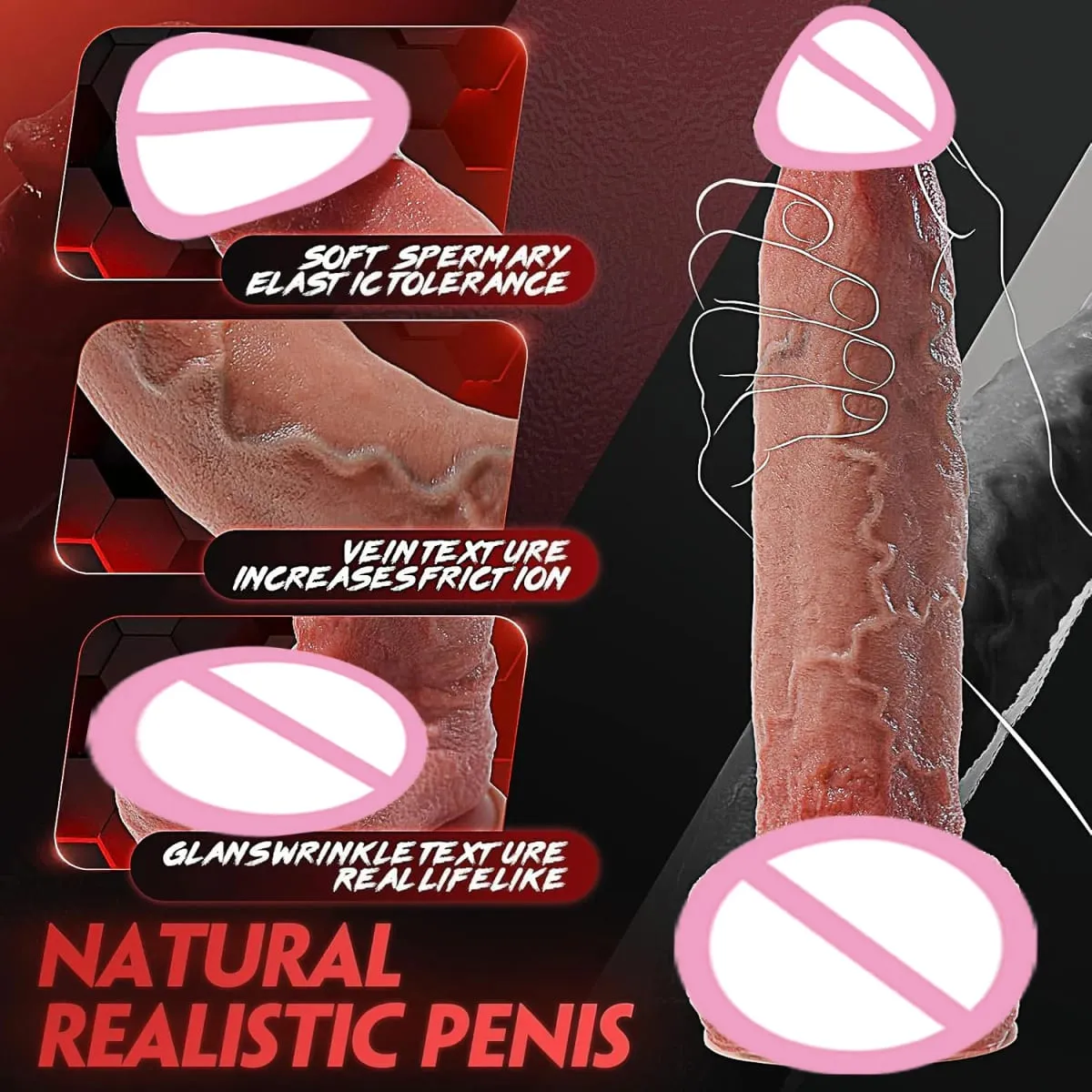 Tjock silikondildo Enorm falsk penis Dubbelkuk Kvinna G-punkt med kraftfull sugkopp Vuxen Sexleksak Vagina Orgasm Onani — image 3
