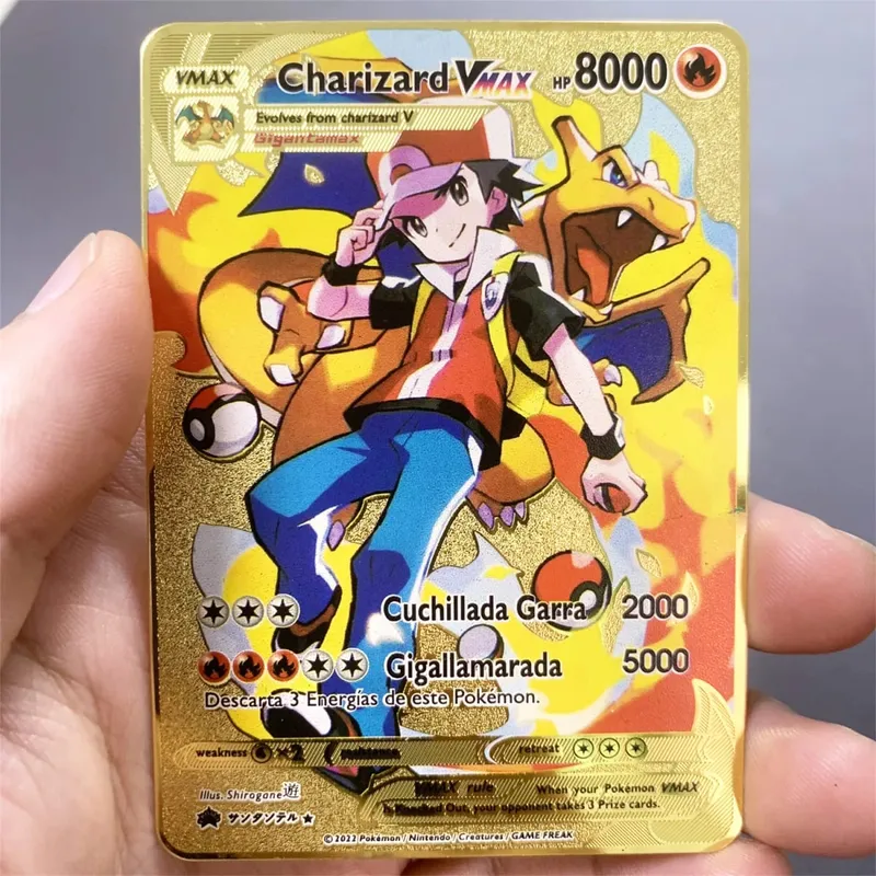 Kartu Pokemon Logam Inggris DIY Arceus Mewtwo Charizard Pikachu Besi Mengkilap Pokémon GX Vmax EX Hadiah Mainan Kartu Koleksi Anak-anak Permainan — image 20