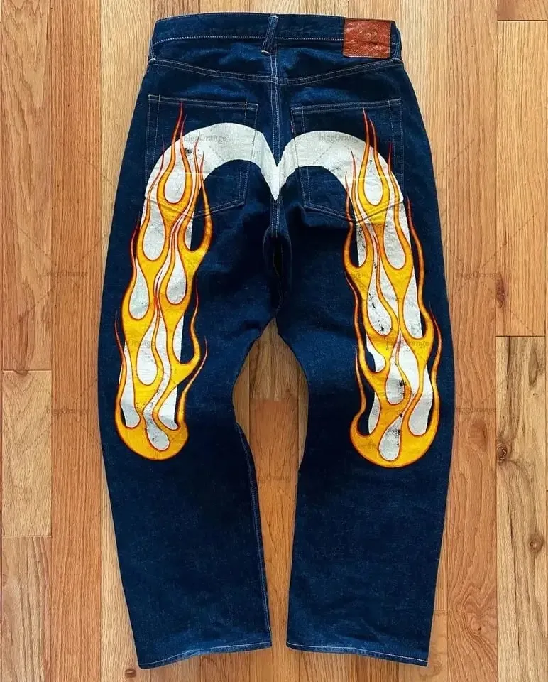 Black Men Straight Leg Jeans Yellow Stitching Loose Slim Fit Trousers 3D Dice Print Artistic Design Unique Trending 2025 New — image 5