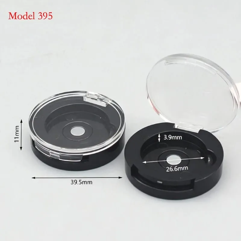 Preço do lote para cor preta forma redonda embalagem de maquiagem de plástico vazio compacto caso pó blush recipiente