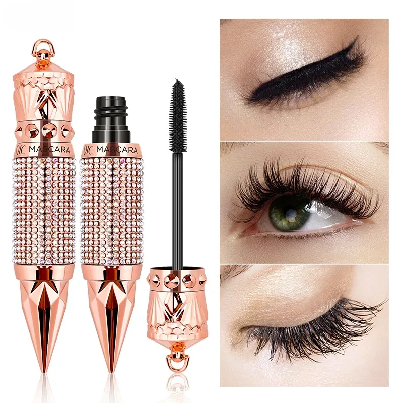 Diamond 4D Mascara Silk Fiber مقاوم للماء طويل رمش تمديد إطالة سميكة الماسكارا السوداء منتجات مكياج العين مستحضرات التجميل — image 7