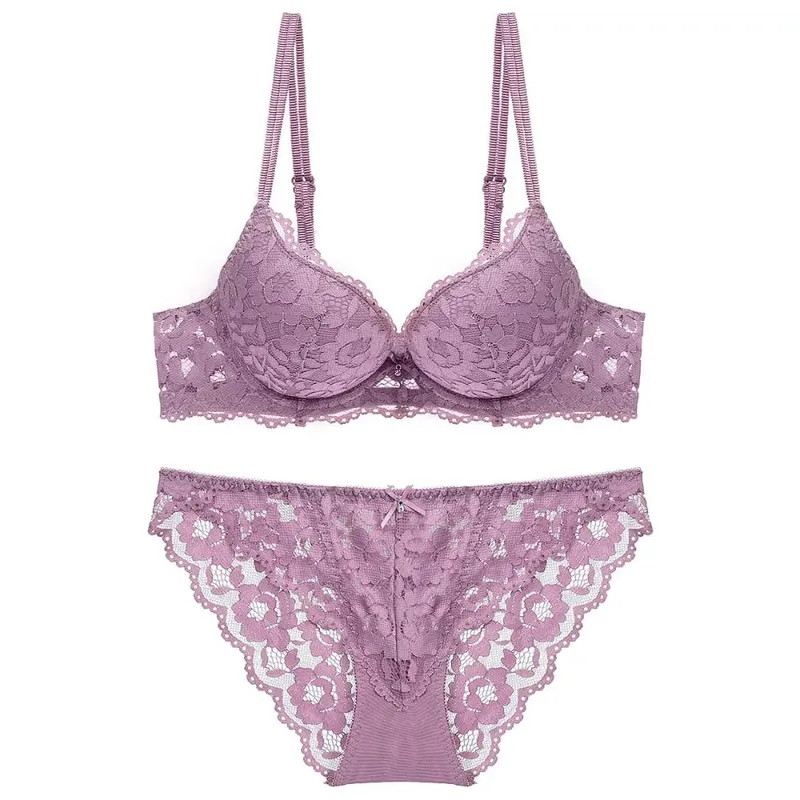 Sweet Mesh Lace Flower Bra Low Waist Bowknot Push Up Bra Women Lingerie Non Slip Bra Panties Set Beach — image 11