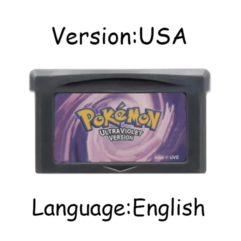 GBA Pokemon Game Cartridge 32-bitars videospelskonsolkort AshGray Liquid Crystal Light Platinum Moemon Emerald Engelska språket — image 17