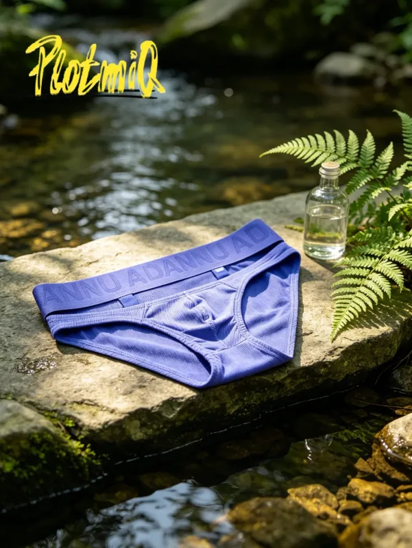 1PCS Mens Ribbed Bikini Briefs Monochrome Logo Wide Waistband Vertical Stripe Fabric 3D Pouch Low Rise Male Underwear — image 13