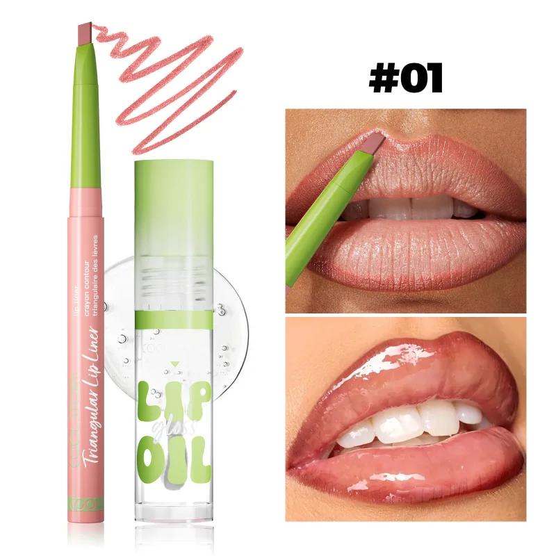 Juego de brillo de labios 2 uds., lápiz labial 2 en 1, Kit de maquillaje de contorno de labios suaves, delineador de labios mate para mujeres, Combo de aceite voluminizador, cosmético — image 14