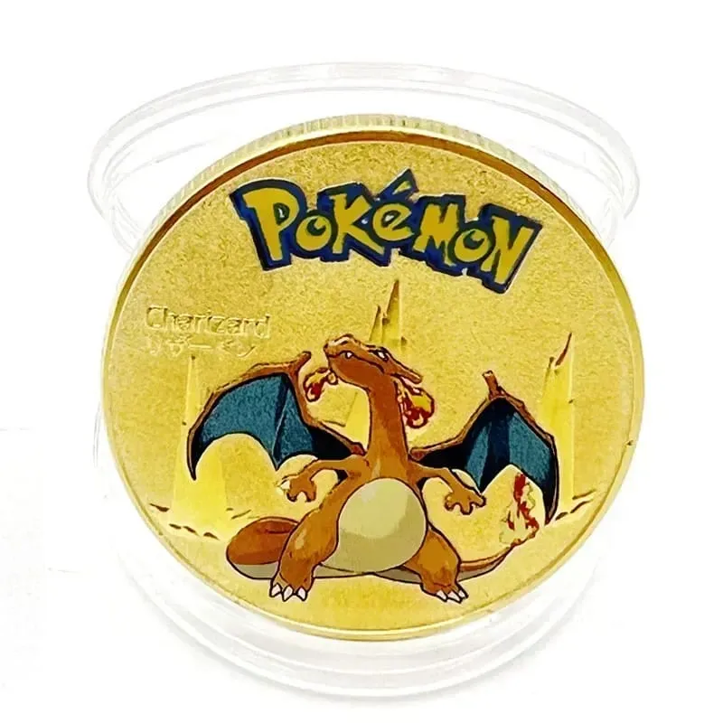 Pokemon złote monety Pikachu Anime pamiątkowa moneta Charizard złota okrągła metalowa moneta zabawki — image 6