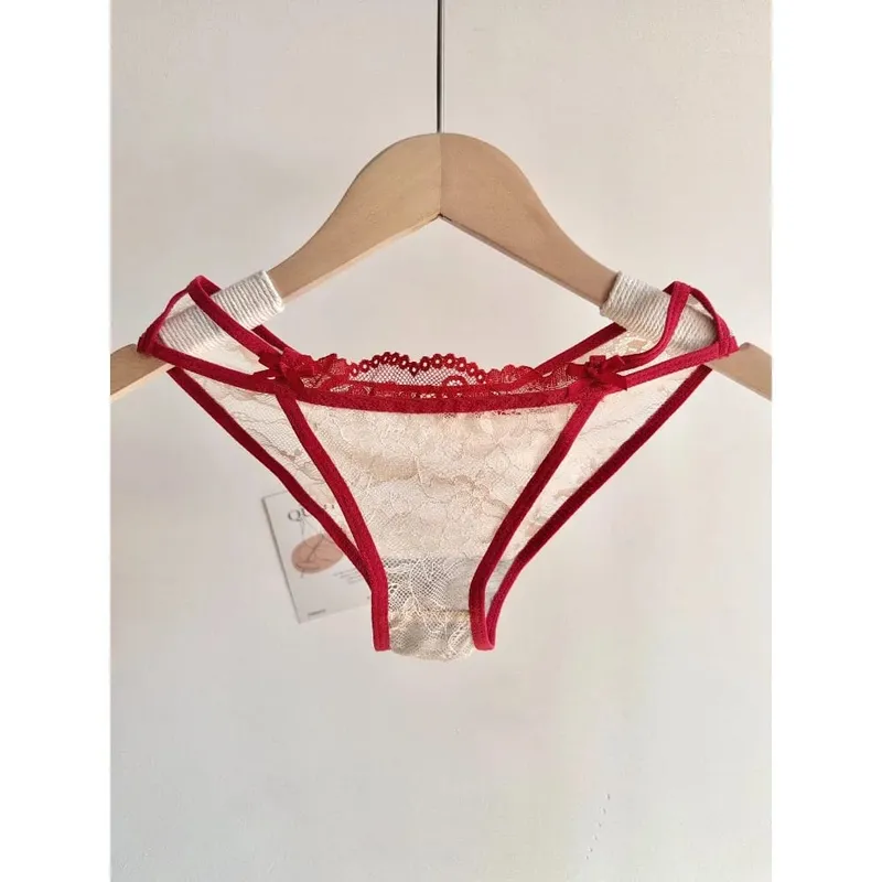 セクシーなWomen Wedding Red Lace Lingerie Set Bowknot Design Push Up Bra Small Bust Pure Style Party Intimate Underwear Suit 32-38AB — image 6