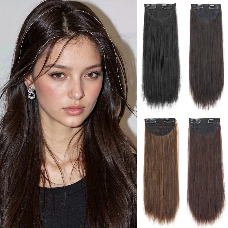 10cm/20cm/30cm Synthetic Short Straight Hair Pads Invisible Clip in Hair Extension Hair Top Side Cover 2 BB Clips Hairpiece — image 2