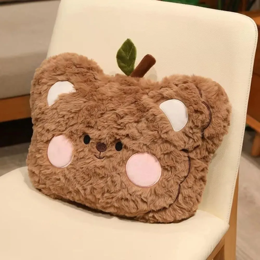 Seat Companion-almohada de oso de pelusa suave y rizada, cojín bonito para sofá, almohada de peluche de Animal Adorable, decoración del hogar