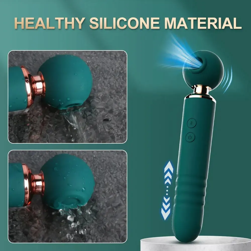 強力 Av 魔棒震動器女式 3 合 1 性玩具伸縮假陽具 G 點刺激器敲擊陰蒂吸盤和按摩器 — image 4