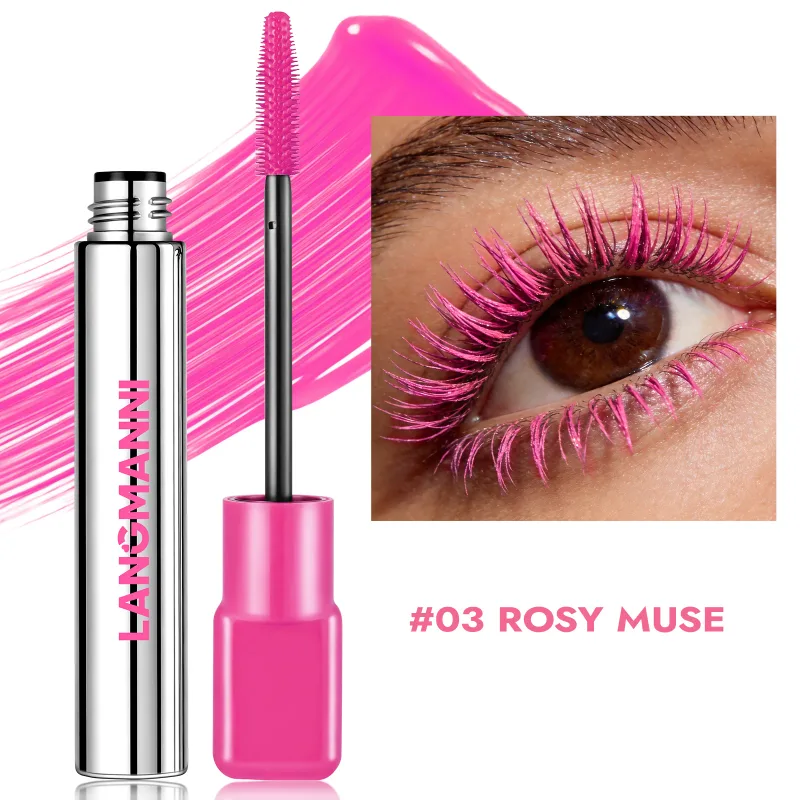 Silk Fiber Matte Blue Mascara Berus Besar Berwarna-warni Memanjangkan Bulu Mata Kalis Air Tahan Air Cepat Kering GreenPink Curling Mascara Makeup — image 14