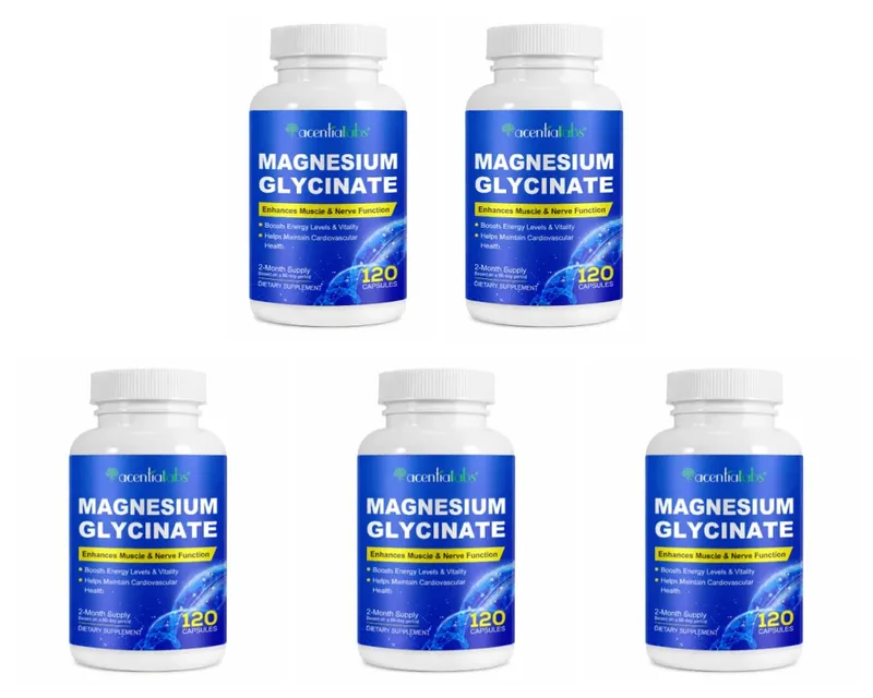 Acentiallabs Magnesium Glycinate 120 Capsules - Pure Organic Vegetarian Supports Bone Health Sleep & Muscle Nerve Support — image 11