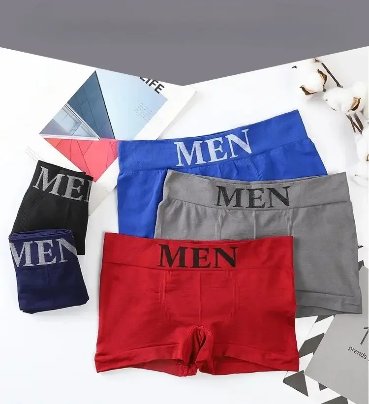 3Pcs/Lot Men's Panties Underwear Boxers Breathable Man Boxer Solid Underpants Comfortable Male Brand Shorts Black Blue Underwear — image 10