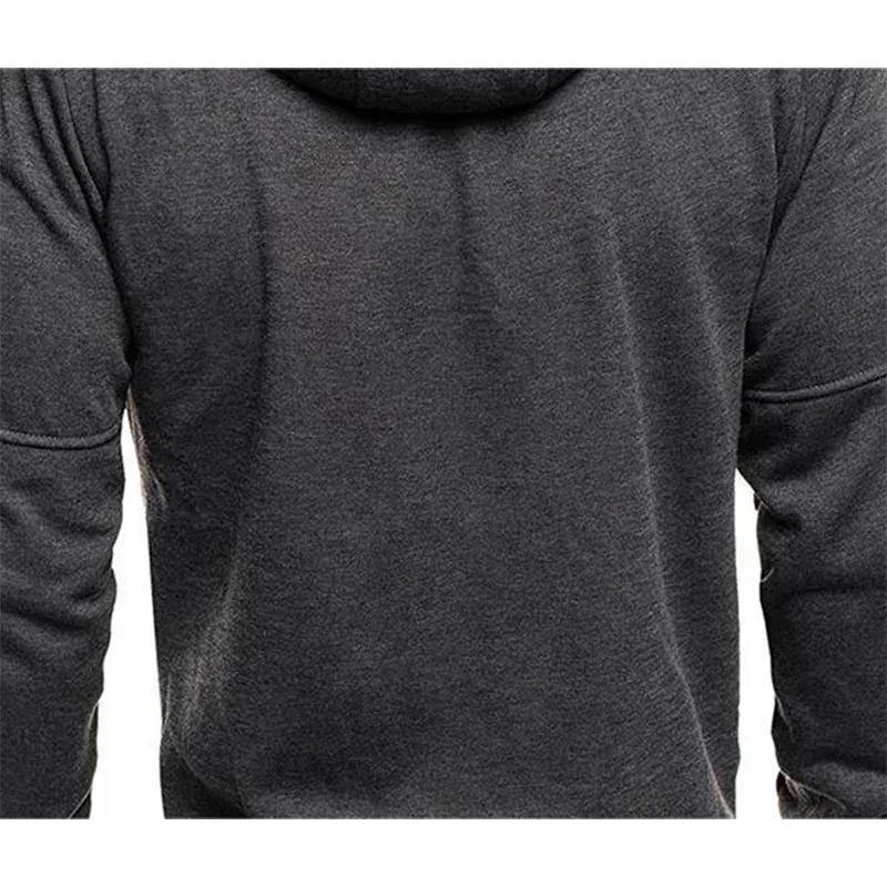 Men's Grey Hooded Sweatshirt Full Zipper Casual Sportswear with Pockets Orange Drawstring plus Size Available — image 18