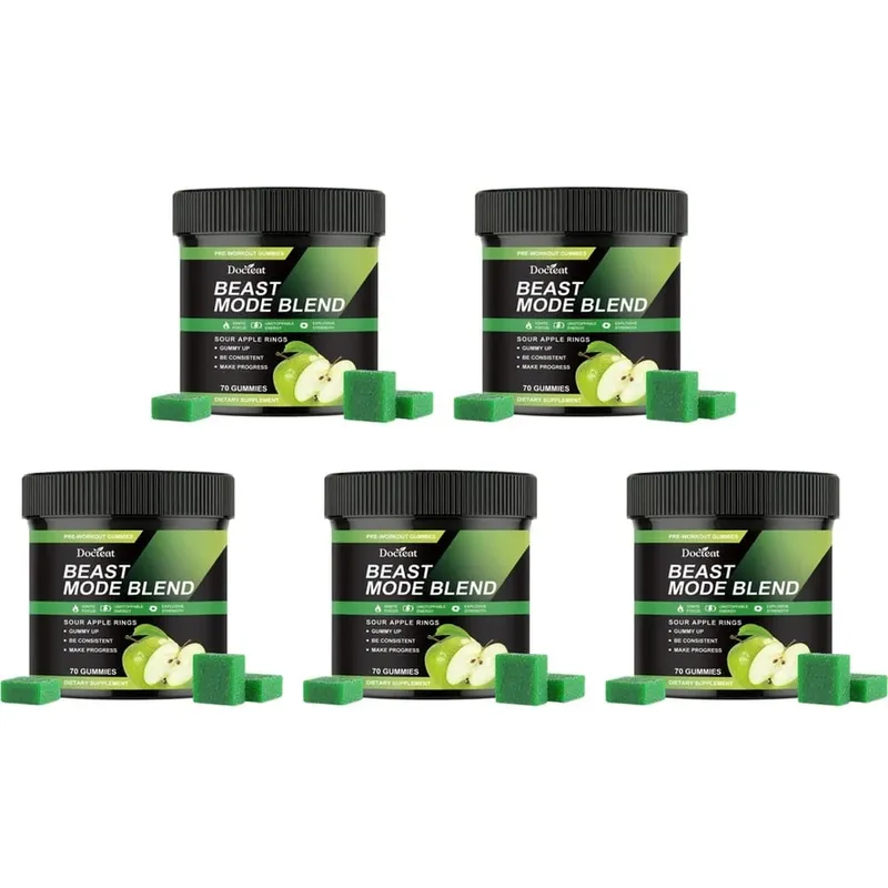 Docteat Beast Mode Blend Pré-entraînement Gummies Concentration énergétique et soutien à l'endurance pour l'entraînement en force et les journées de gym actives 70 pièces — image 11