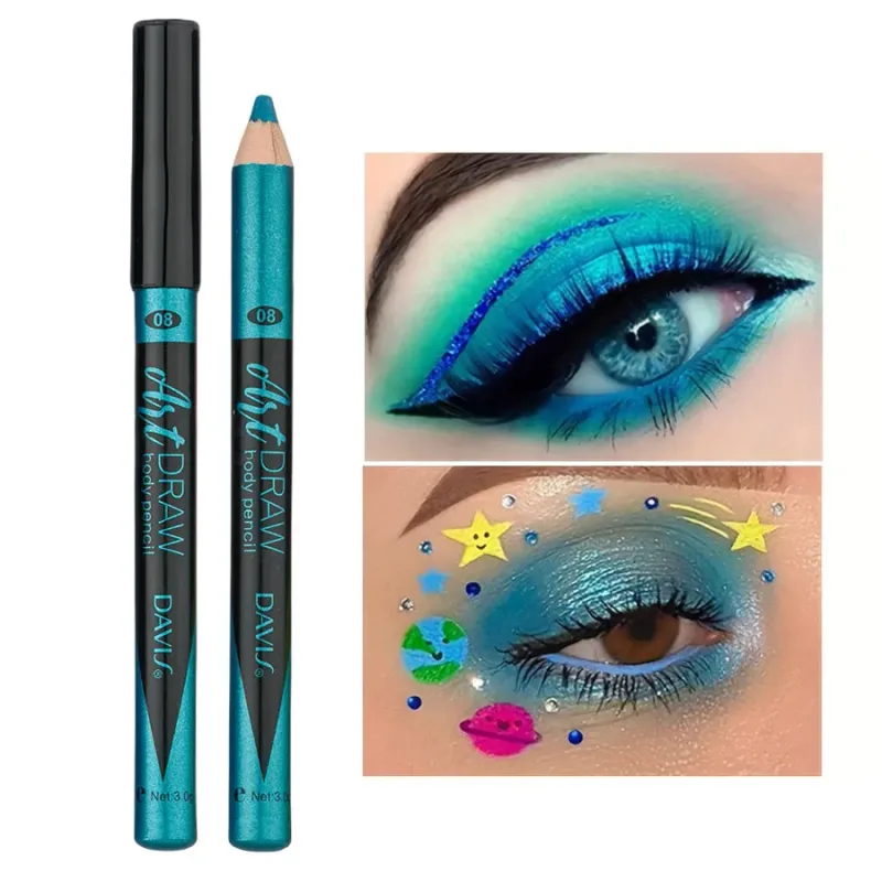 Pena Eyeliner Bibir 15 Warna Hitam Biru Multiwarna Metalik Mutiara Glitter Matte Finish Pena Rias Mata Gaya Smokey Punk — image 15