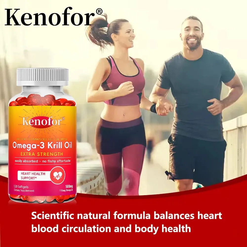 Óleo de krill antártico 500 mg, suplemento de ácido graxo ômega 3, alta potência, epa e dha, óleo de krill, astaxantina, apoia a saúde do coração — image 4