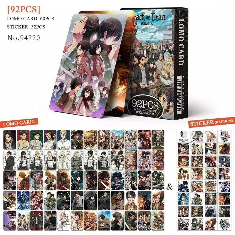 Tarjeta postal de Anime Attack on Titan‌ Lomo, juguete Haikyuu boticario diarios Honkai Star Rail, tarjetas de colección con pegatinas de regalo