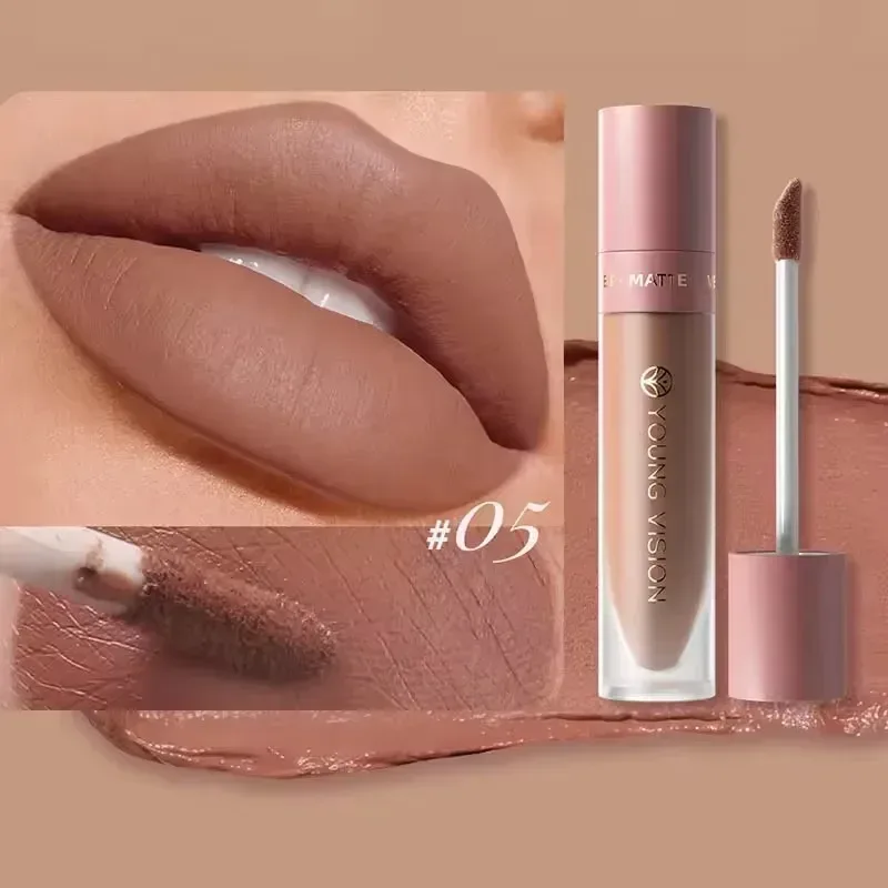 Batom labial fosco, 8 cores, suave, fácil de aplicar, tubo quadrado de brilho, veludo, à prova d'água, tridimensional, sexy, maquiagem de batom — image 19