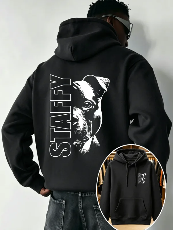 Sport Hooded Sweatshirt Men Staffy Staffordshire Bull Terrier Dog Graphic Pullover AutumnWinter Casual Streetwear Long Sleeve. — image 2