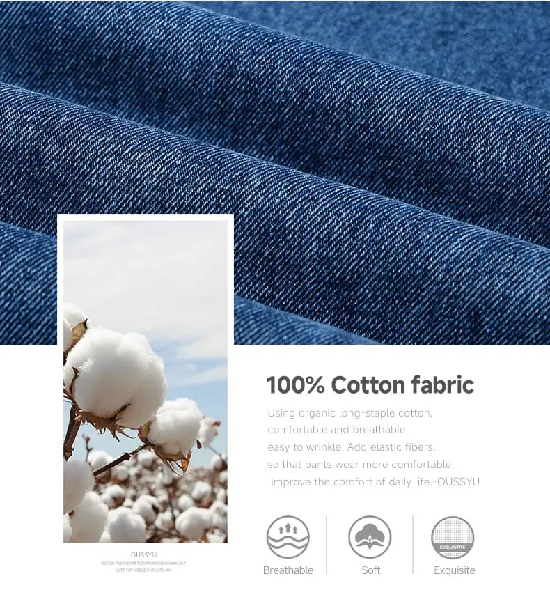 Luxury Quality Autumn Winter 100%Cotton Men's Jeans Business Denim Pants Straight High Waist Father Trouser Male Plus Size 40 42 — image 9