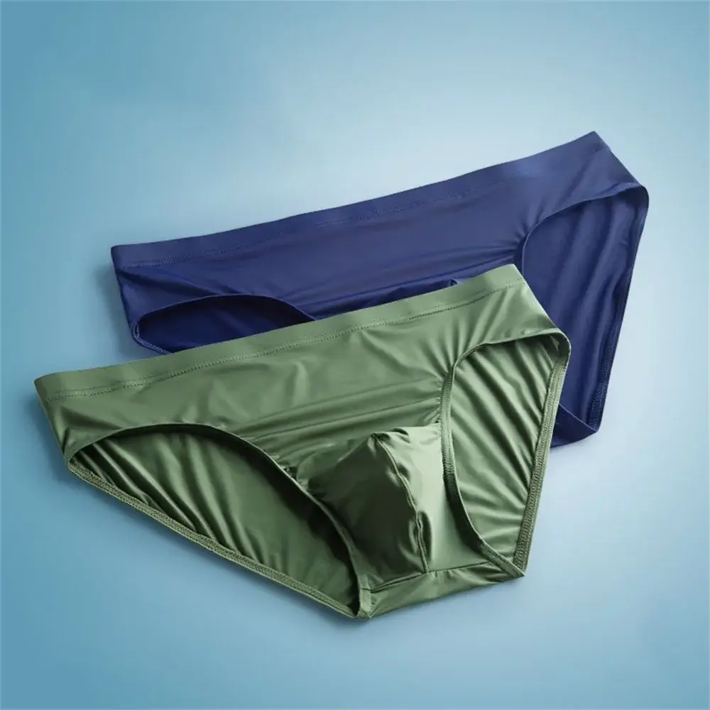 2 Chiếc Túi Lớn Nylon Nam Quần Lót Quần Sịp Ice Silk Nam Liền Mạch Quần Lót Eo Thấp Quần Lót Mỏng Plus Kích Thước — image 1