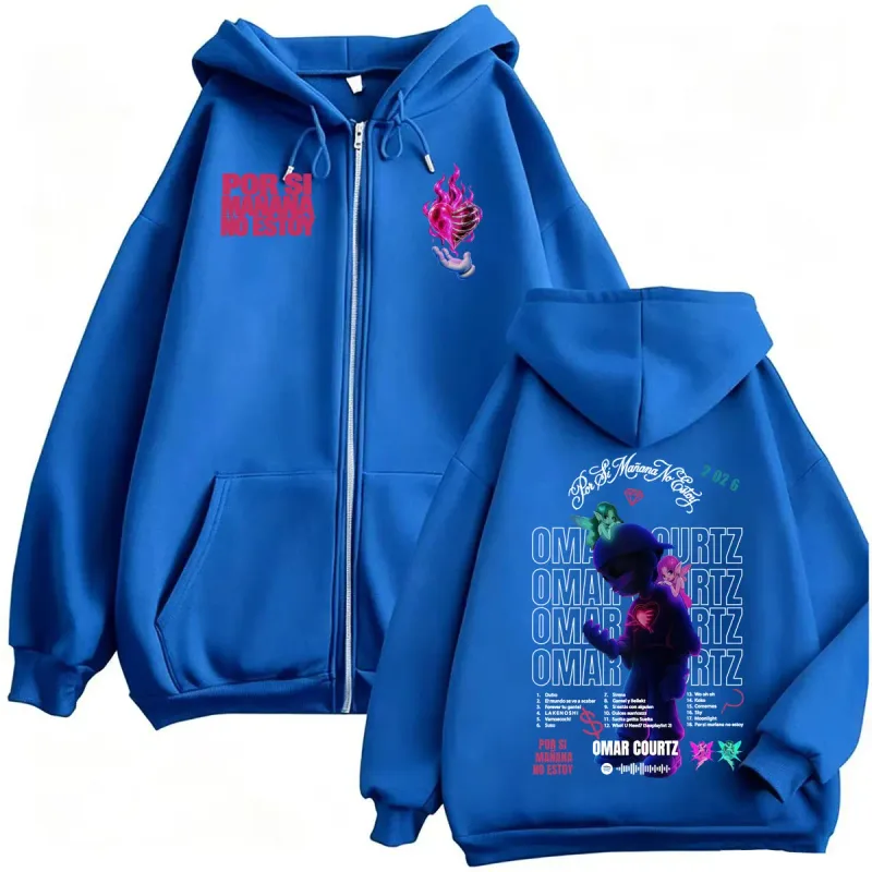 Omar Courtz Por Si Manana No Estoy 2026 Tour Zip Up Hoodies Men's Casual Fleece Sweatshirt Jacket Coats Bodywarmer Zipper Hooded — image 4