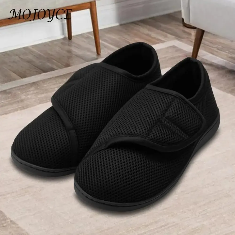 Unisex-Schuhe für Diabetiker, breite Wanderschuhe mit verstellbarem Verschluss, orthopädische Slip-On-Schuhe, Klett-Sneaker für ältere Menschen
