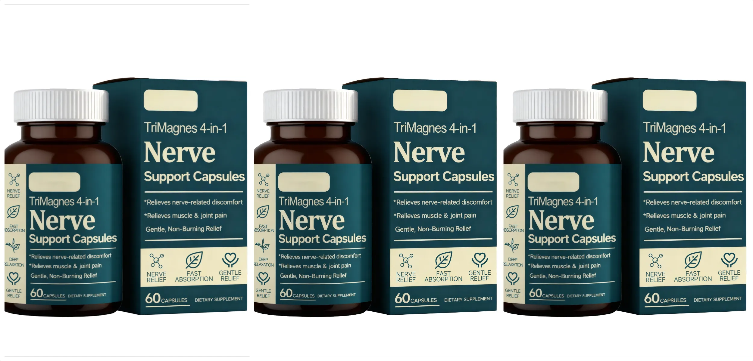 4-in-1 Magnesium Nerve Support Capsules with Citrate Glycinate Malate & Turmeric Extract 60 CT Fast Absorption Formula — image 8