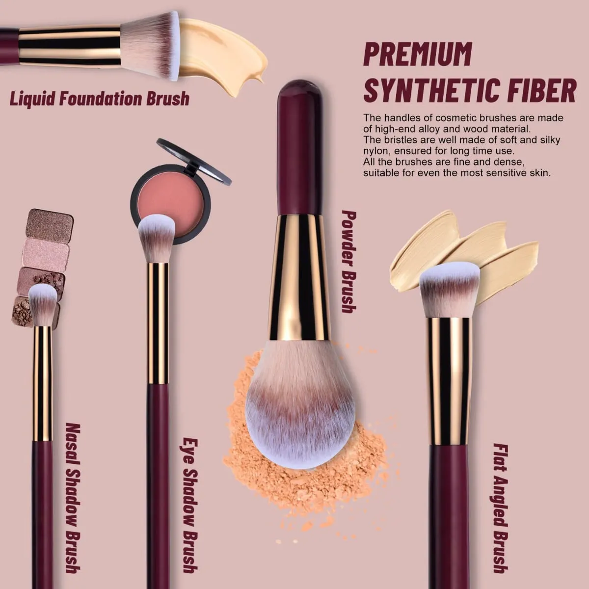 14 PCS Makeup Brush Set na May Illuminated Mirror Portable Short Handle LED Light USB Rechargeable Makeup Brushes Kit — image 5