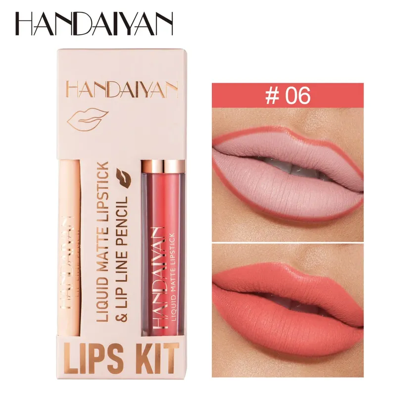 Pambabaeng 2-in-1 Lipstick Set na may Lip Liner Waterproof Long-lasting Korean Makeup Matte Finish Cosmetics Kit Libreng Pagpapadala — image 12