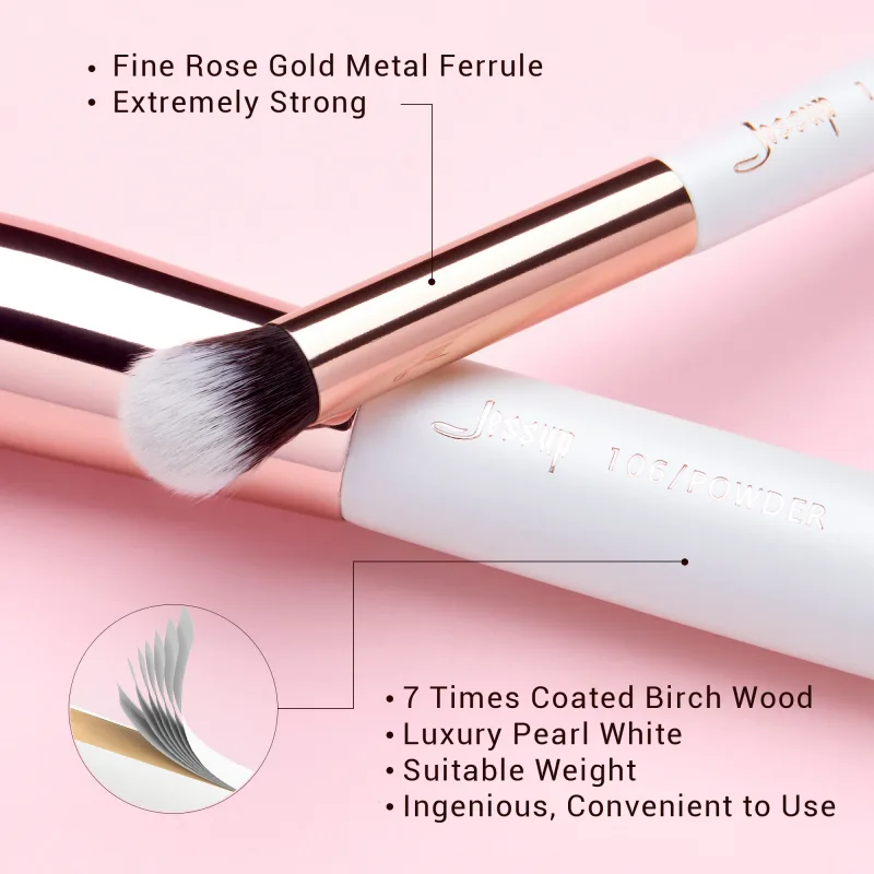 Set Kuas Rias Jessup 6 Buah Kuas Rias Bubuk Sintetis Alami Kontur Perona Pipi Stabilo Campuran Concealer Kit Kuas Rias — image 3