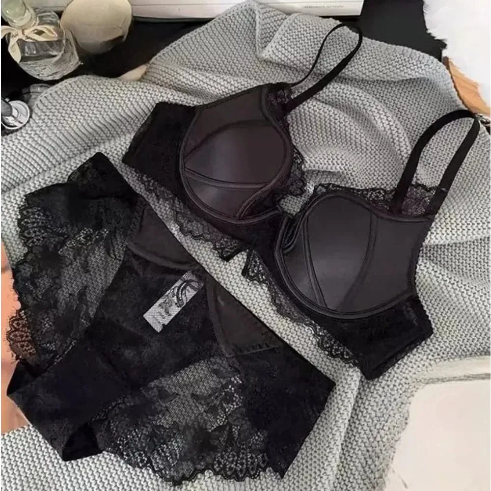 Women Non Wired French Lace Minimizer Bra Full Cup Push Up Anti Sagging Thin Soft Daily Wear Sexy Satin Lingerie S-XL — image 7