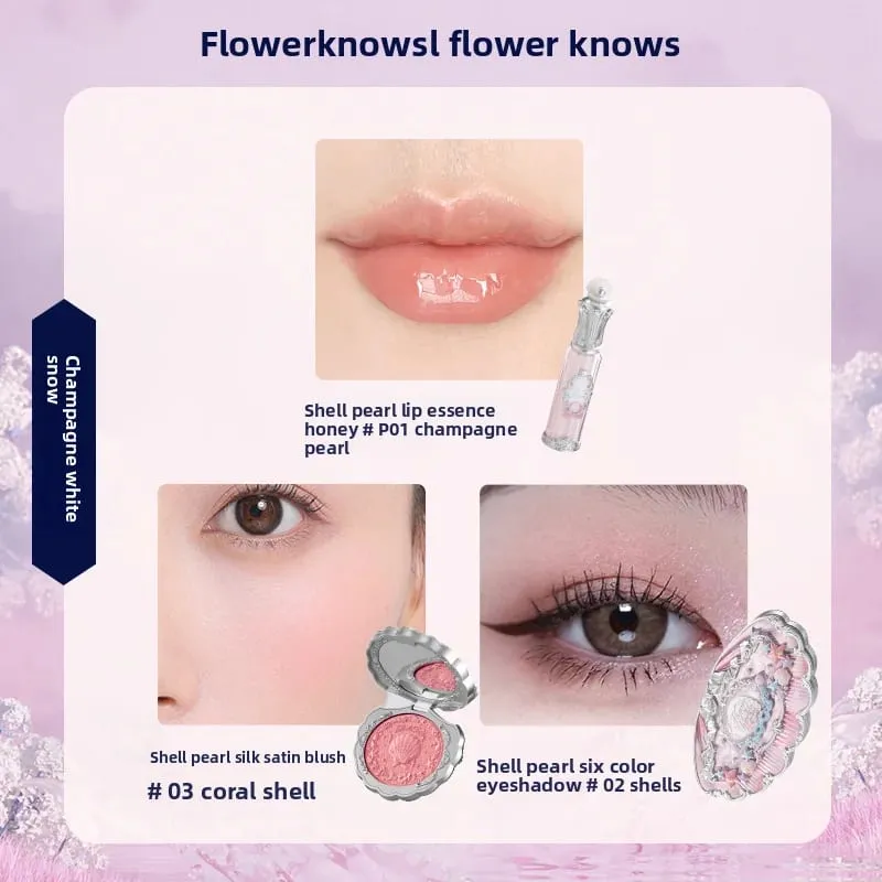 花知道禮盒彩妝套裝小天使全套盒唇釉腮紅貝殼飾品花知道生日禮物套裝