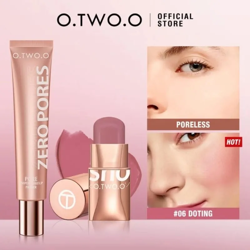 O.TWO.O Juego de 2 piezas de maquillaje, lápiz labial múltiple, colorete en barra, base de maquillaje facial, Control de aceite, maquillaje ligero impermeable para mujeres