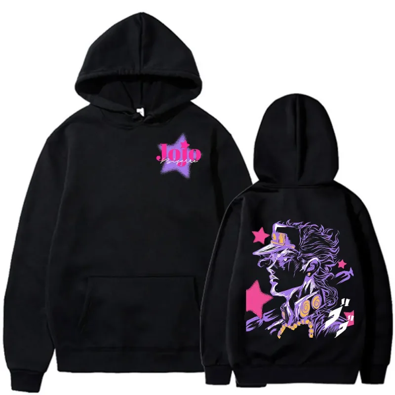 Anime JoJo Bizarre Adventure Kujo Jotaro Hoodies Men Women Clothing Fashion Casual Pullovers Long Sleeves Oversized Sweatshirts