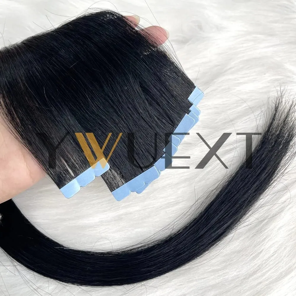 Mini Tape in Human Hair Extensions 12"-20" Straight Natural Black 1B# Machine Made Remy Hair 10pcs/pack Invisible Tape Hair for Women Black Friday