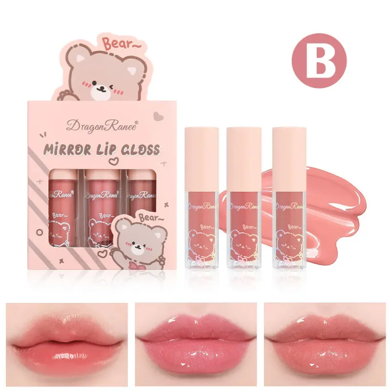 Dragon Ranee 3pcs Mirror Lip Gloss Sæt Hydrating Shining Lip Glaze Moisturizing Pearl Liquid Lipstick Cartoon Lipgloss Sæt — image 8