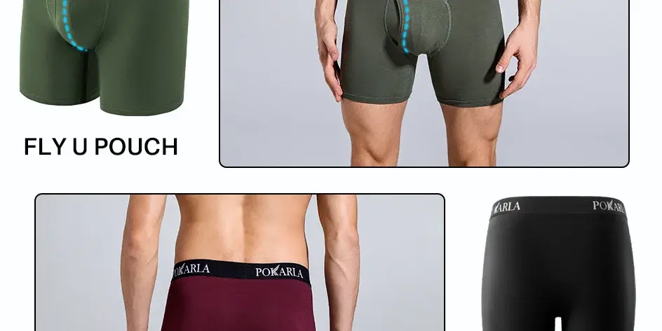 5pcs Men’s Cotton Boxer Shorts Open Fly U Pouch Soft Breathable Male Underwear Tagless Sexy Underpants Elastic Panties